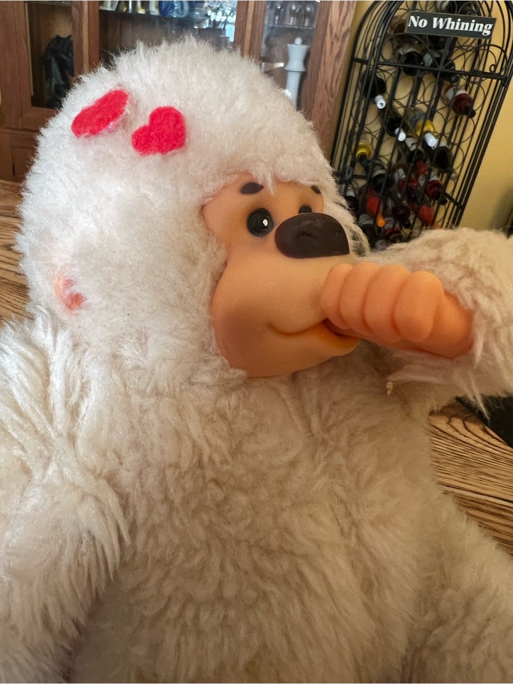 Vintage Russ Berrie White Gonga Gorilla Plush - Rare "Albino" Heart Thumb Sucker